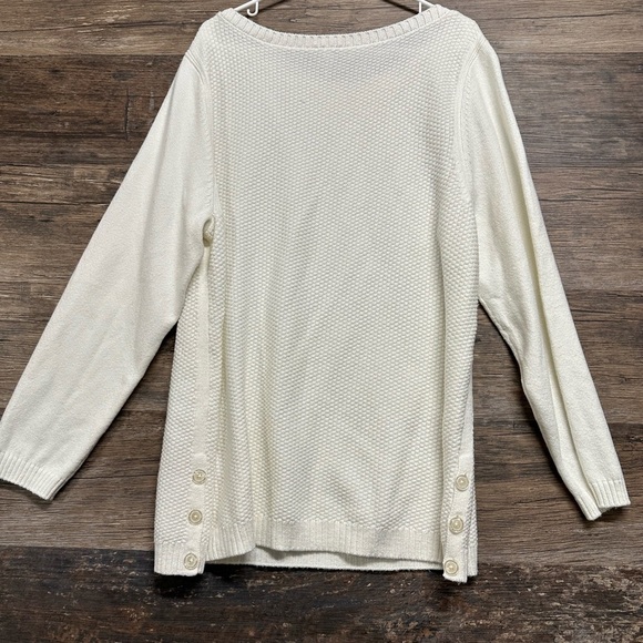 Talbots White Crew Neck Sweater Lightweight Knit - Picture 3 of 5
